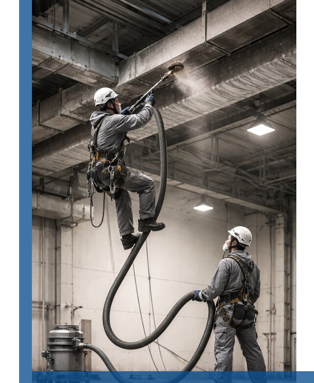 Обеспыливание потолочных конструкций в Кызыле промышленным альпинизмом