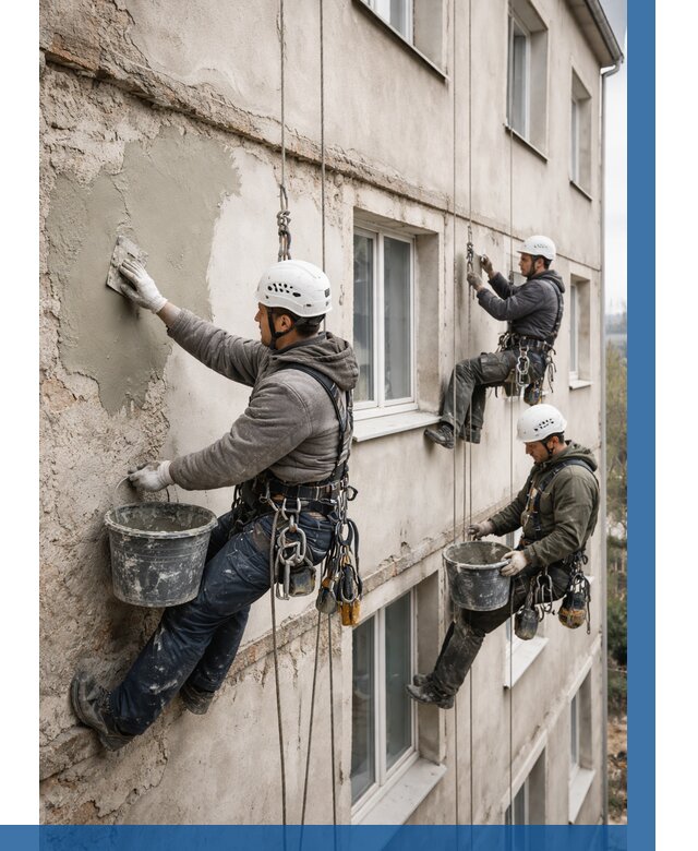 Ремонт штукатурного фасада в Кызыле от 778 р. под ключ | ВЫСОТНИК-Кзл