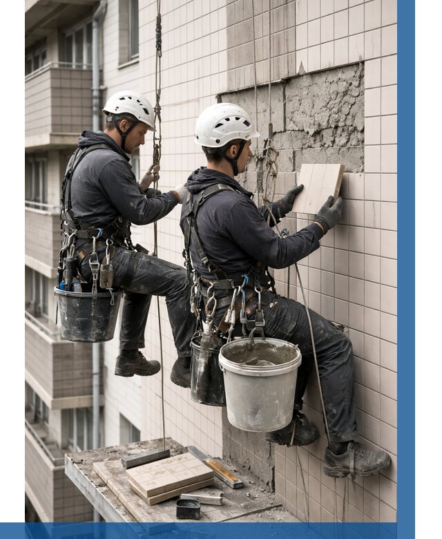 Ремонт облицовки фасада плиткой в Кызыле от 1867 р. | ВЫСОТНИК-Кзл