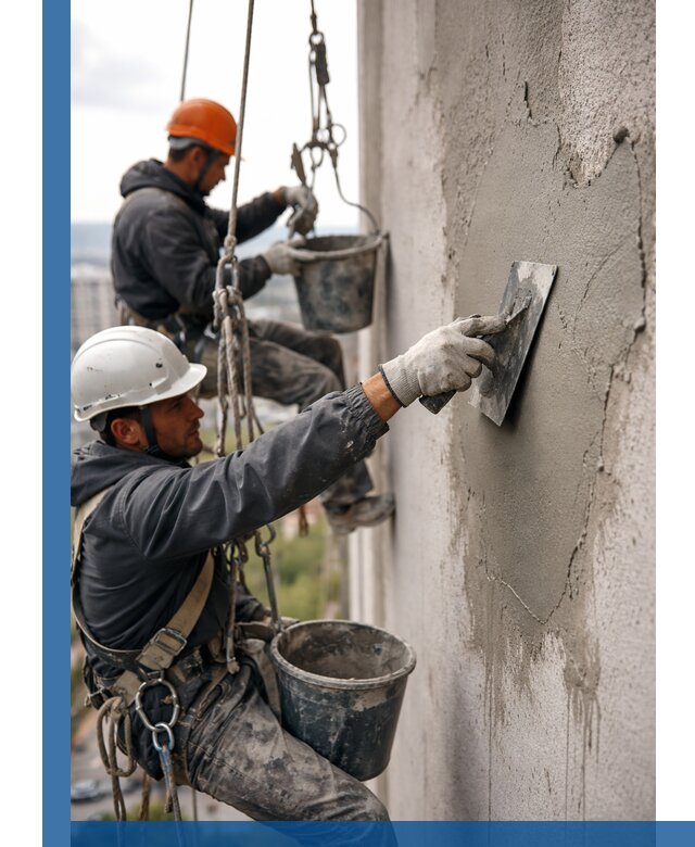 Штукатурка фасада на высоте в Кызыле профессиональные работы