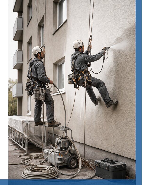 Безвоздушная покраска фасада в Кызыле от 228 р/м² | ВЫСОТНИК-Кзл