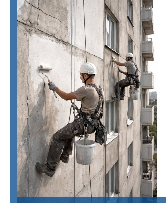 Покраска бетонного фасада в Кызыле для жилых и промышленных объектов