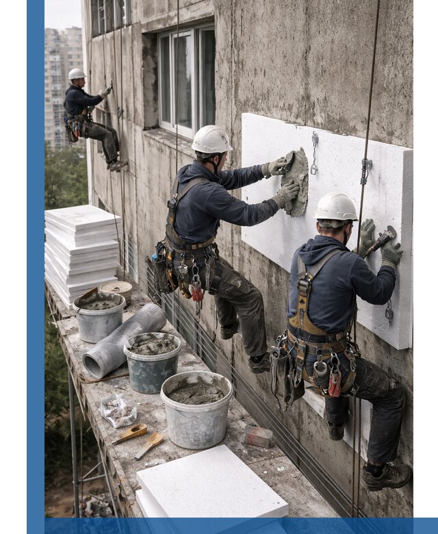 Утепление фасада пенополистиролом в Кызыле под ключ