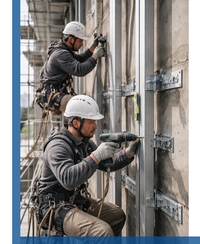 Монтаж и крепление подсистемы вентфасада в Кызыле