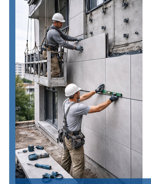 Монтаж керамогранита на фасад в Кызыле под ключ с гарантией качества