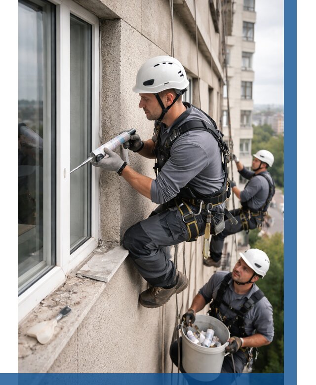 Герметизация оконных швов снаружи в Кызыле от 1556 р. | ВЫСОТНИК-Кзл