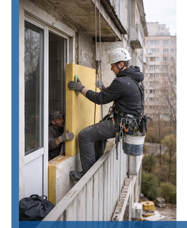 Профессиональное утепление балкона снаружи в Кызыле под ключ
