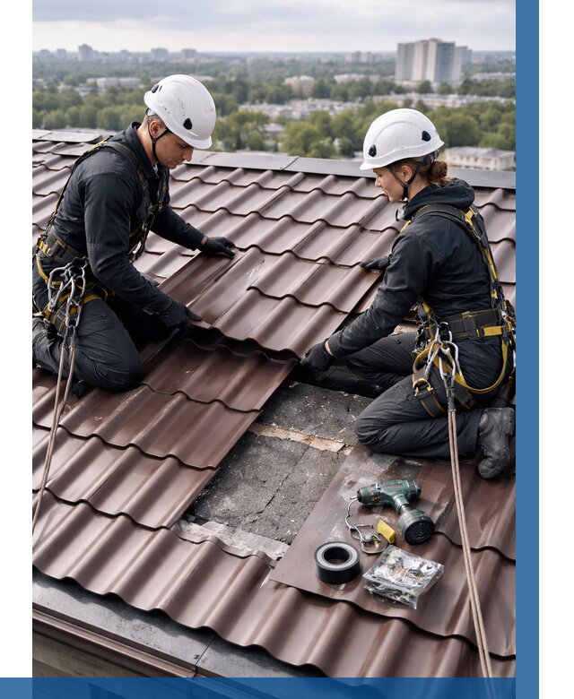 Ремонт металлочерепицы на крыше в Кызыле от 933 р. | ВЫСОТНИК-Кзл