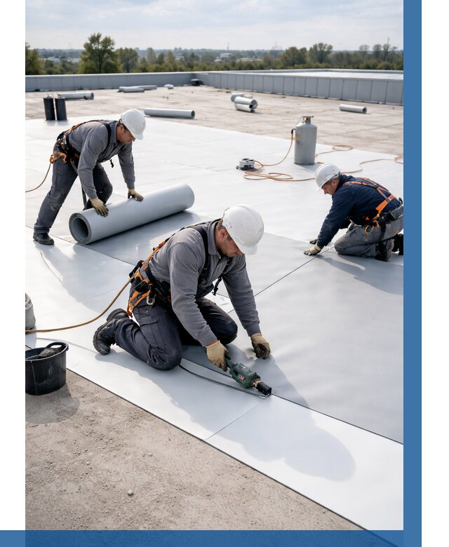 Монтаж мембранной кровли под ключ в Кызыле от 1245 р. | ВЫСОТНИК-Кзл