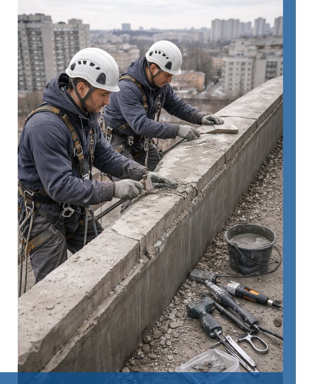 Ремонт парапета на кровле в Кызыле от 1556 р. | ВЫСОТНИК-Кзл