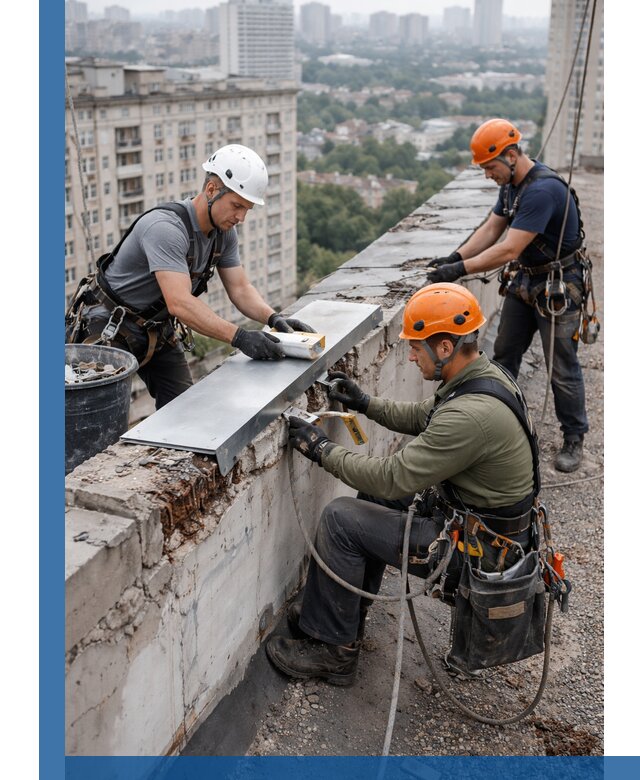 Ремонт парапета на кровле в Кызыле, высотные работы с гарантией