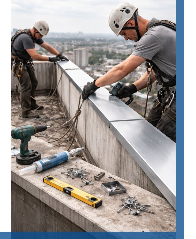 Монтаж парапетных крышек в Кызыле от 830 р. | ВЫСОТНИК-Кзл