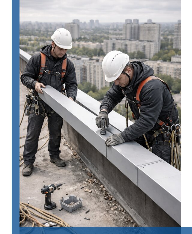 Монтаж парапетных крышек и ограждений кровли в Кызыле