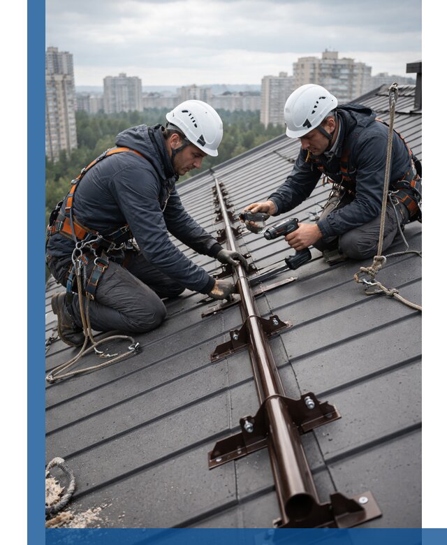 Монтаж снегозадержателей на кровле зданий в Кызыле под ключ