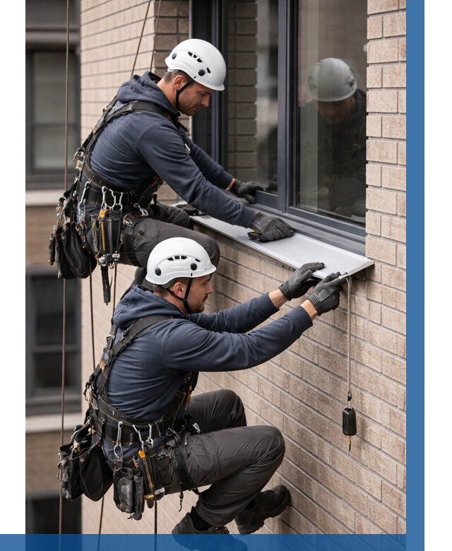 Монтаж оконных отливов под ключ в Кызыле от 3630 р. | ВЫСОТНИК-Кзл