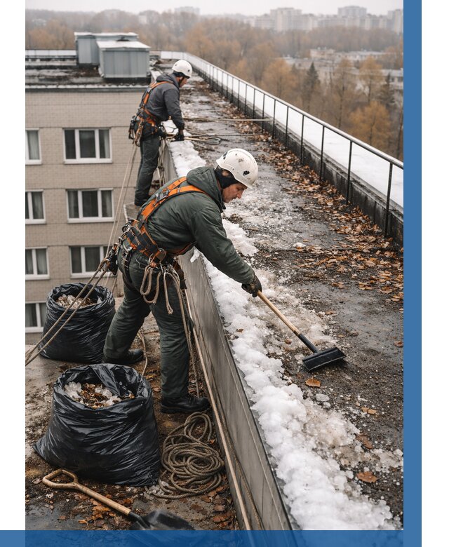 Очистка кровли по периметру в Кызыле от 570 р. | ВЫСОТНИК-Кзл