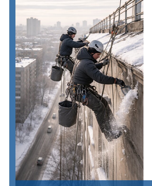 Очистка карнизов от снега в Кызыле профессионально и безопасно
