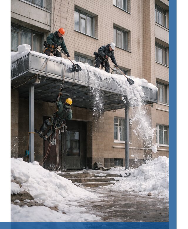 Очистка козырьков от снега в Кызыле от 3630 р. | ВЫСОТНИК-Кзл