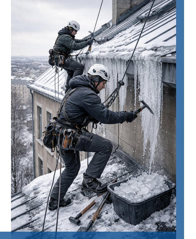 Удаление наледи с кровли в Кызыле от 5704 р. | ВЫСОТНИК-Кзл