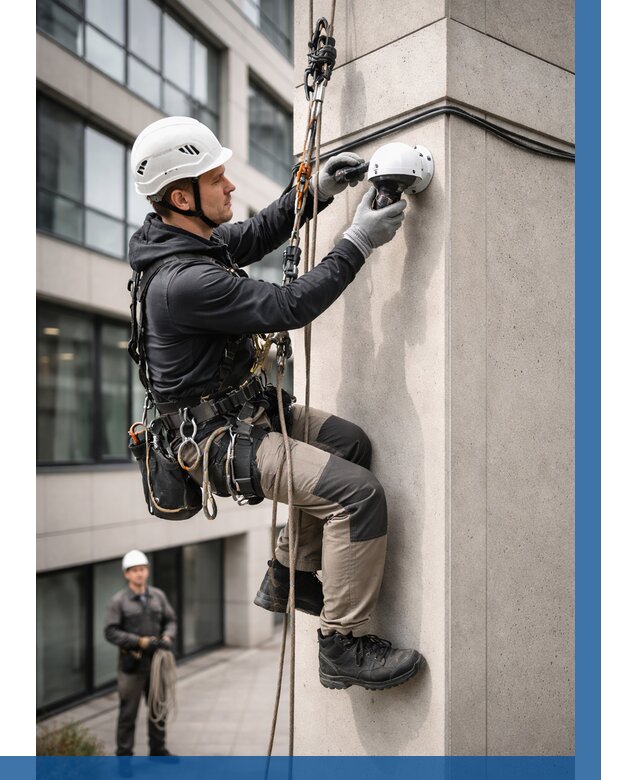 Монтаж камер видеонаблюдения на фасаде в Кызыле от 8815 р.-ВЫСОТНИК-Кзл