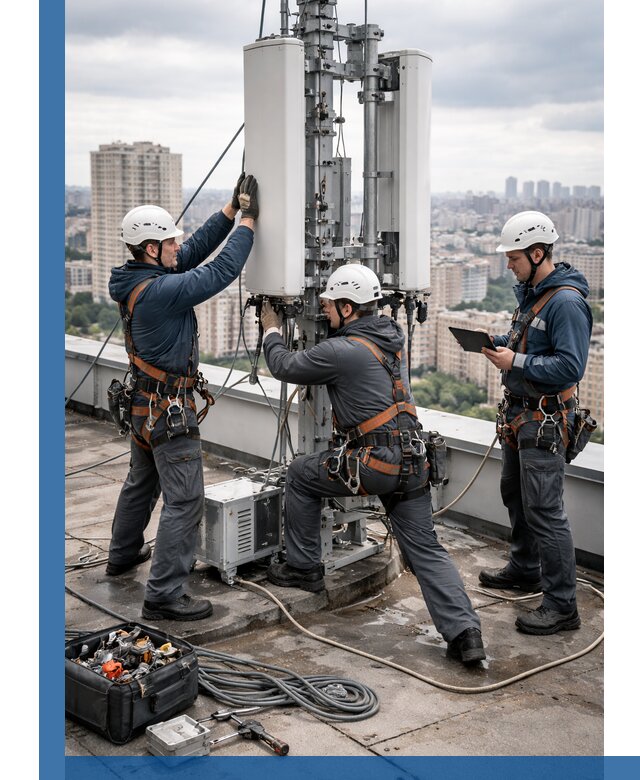 Монтаж антенн связи на крыше в Кызыле с вводом в эксплуатацию