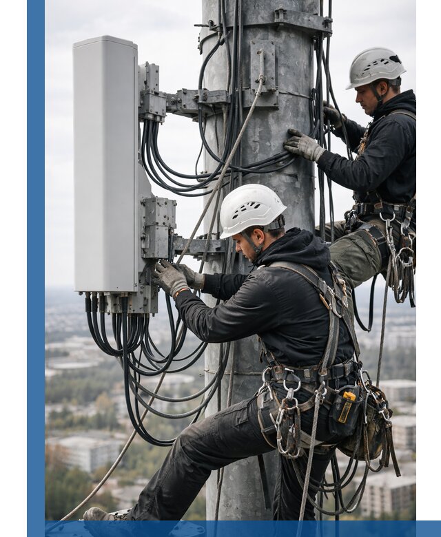 Монтаж оборудования связи на мачте в Кызыле с пусконаладкой