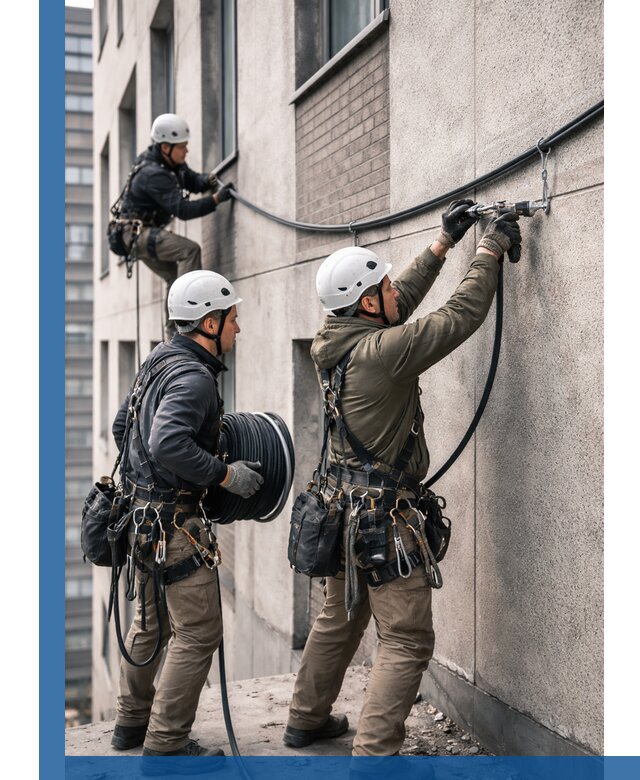 Прокладка кабеля по фасаду в Кызыле, профессиональный монтаж