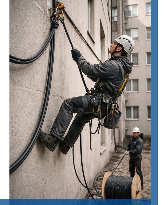 Протяжка кабеля питания на высоте в Кызыле от 467 р. | ВЫСОТНИК-Кзл