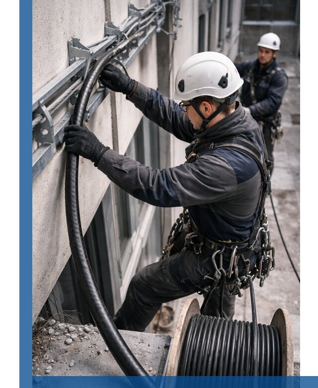 Протяжка кабеля питания на высоте в Кызыле с гарантией безопасности и качества