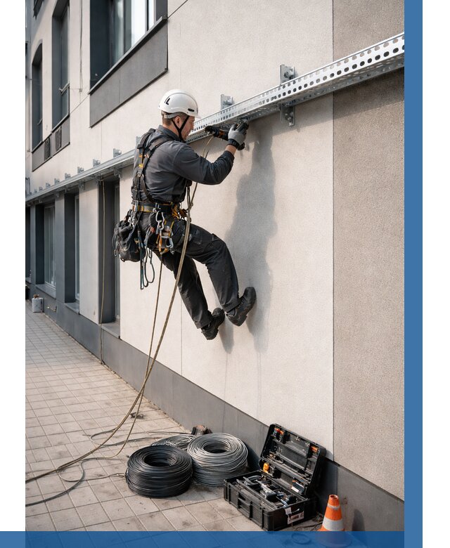 Монтаж кабельных лотков на фасаде в Кызыле от 1245 р. | ВЫСОТНИК-Кзл