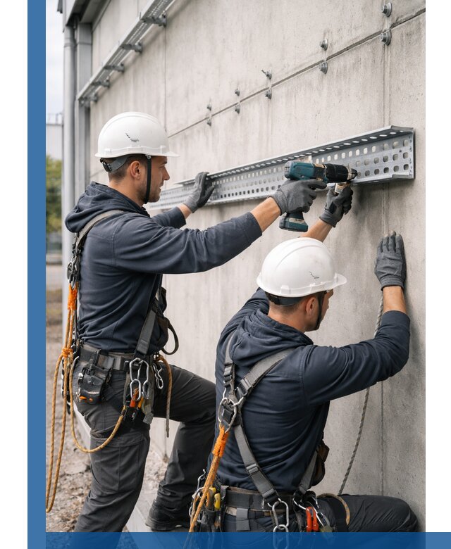 Монтаж кабельных лотков на фасаде зданий в Кызыле с гарантией