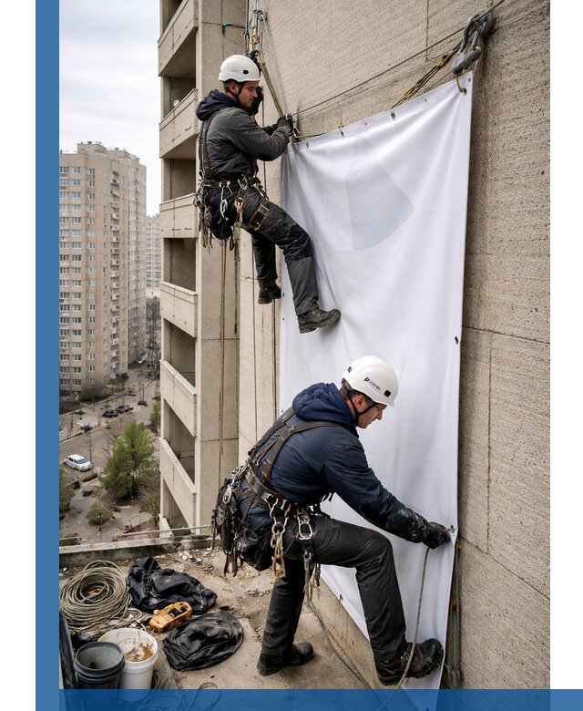 Профессиональный монтаж баннеров на фасаде в Кызыле