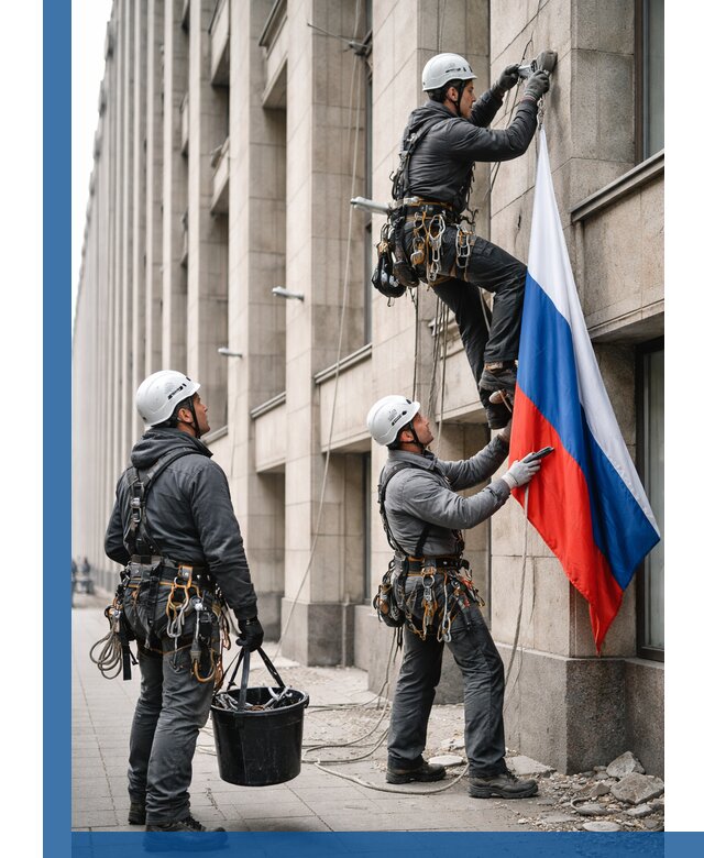 Профессиональная установка флагов на фасаде в Кызыле