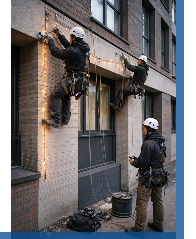 Монтаж гирлянд на фасаде в Кызыле от 3630 р. | ВЫСОТНИК-Кзл