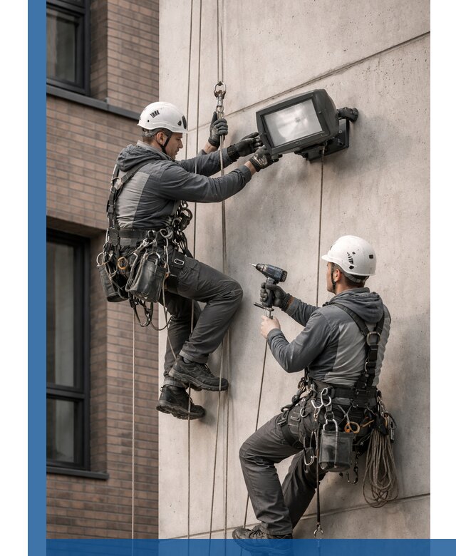 Профессиональный монтаж фасадных прожекторов в Кызыле под ключ