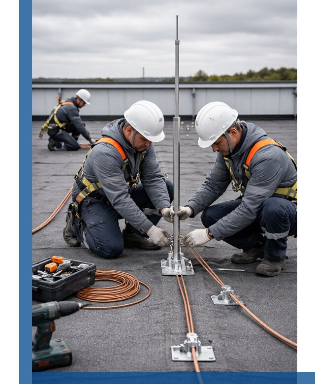 Монтаж молниезащиты на кровле в Кызыле под ключ с гарантией