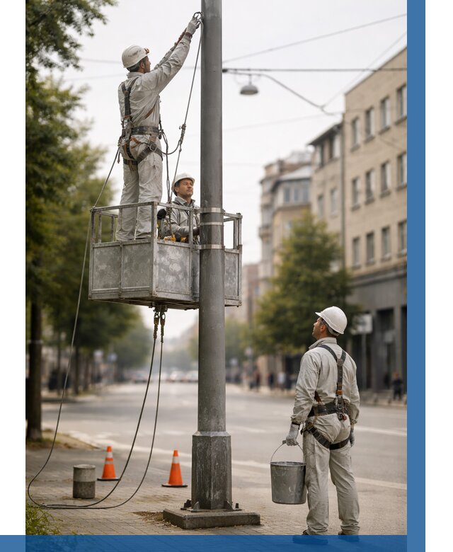 Покраска опор освещения в Кызыле от 5186 р. | ВЫСОТНИК-Кзл