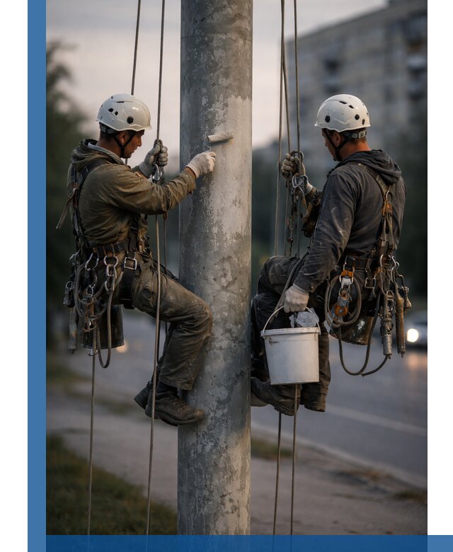 Покраска опор освещения и антикоррозийная защита в Кызыле