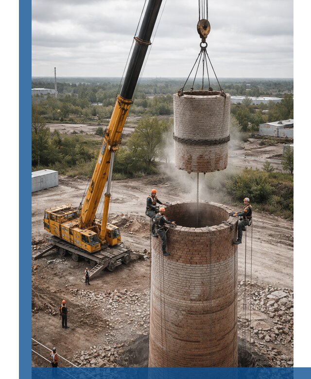 Демонтаж дымовой трубы в Кызыле с гарантиями безопасности