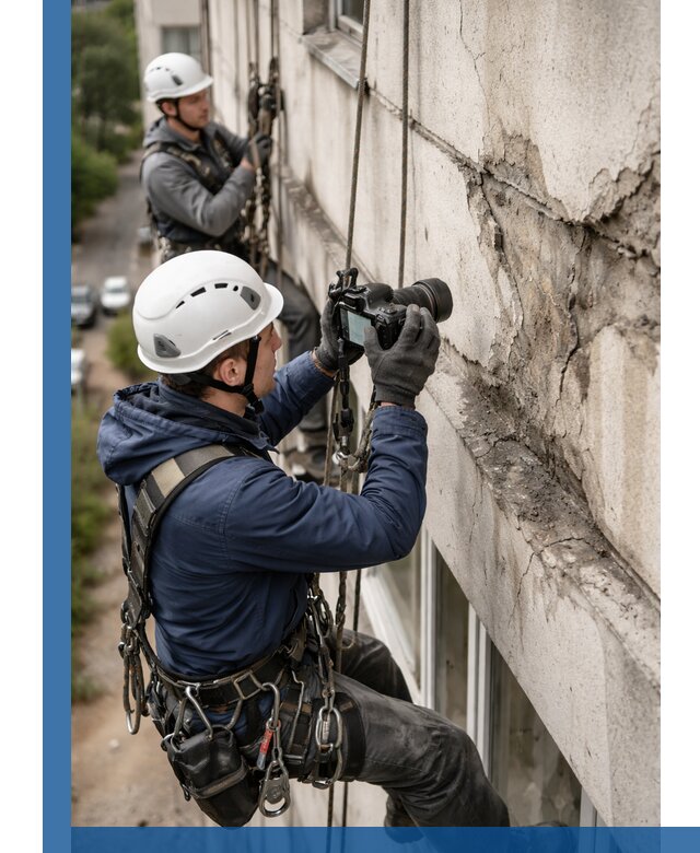 Фотофиксация дефектов фасада с высотной съемкой в Кызыле
